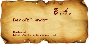 Berkó Andor névjegykártya